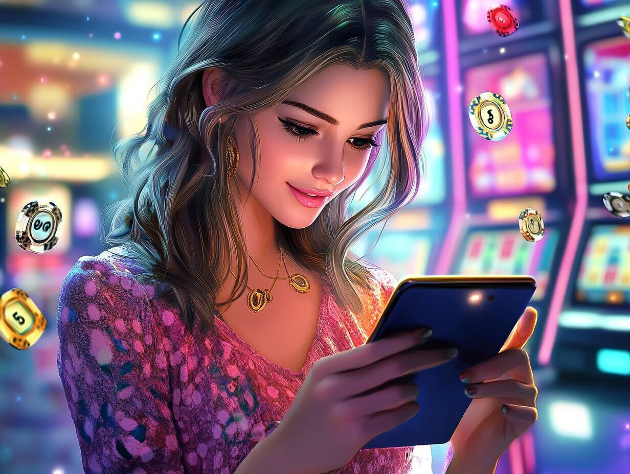 Young woman selecting Palki 77 games